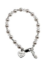 wonderful silver child of God pearls and crystals heart charm bracelets for children